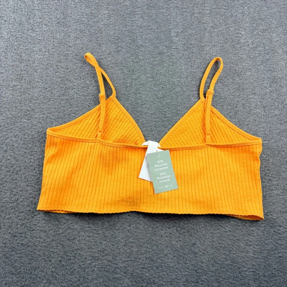 H&M Orange‎ Women's XXL Ribbed Ruched Front Crop Top NWT